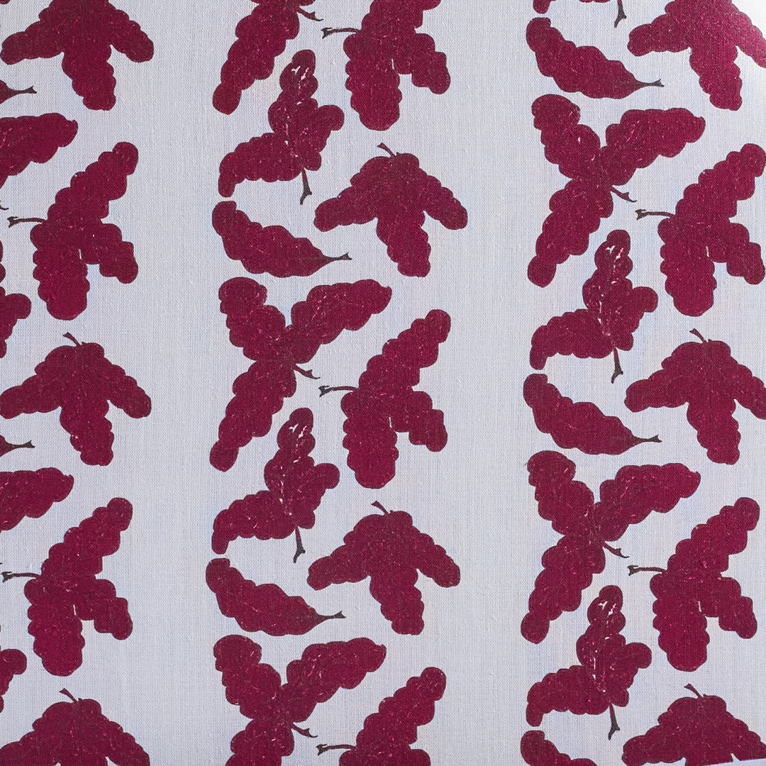 Oak Leaf Linen Fabric in Raspberry | KD Loves