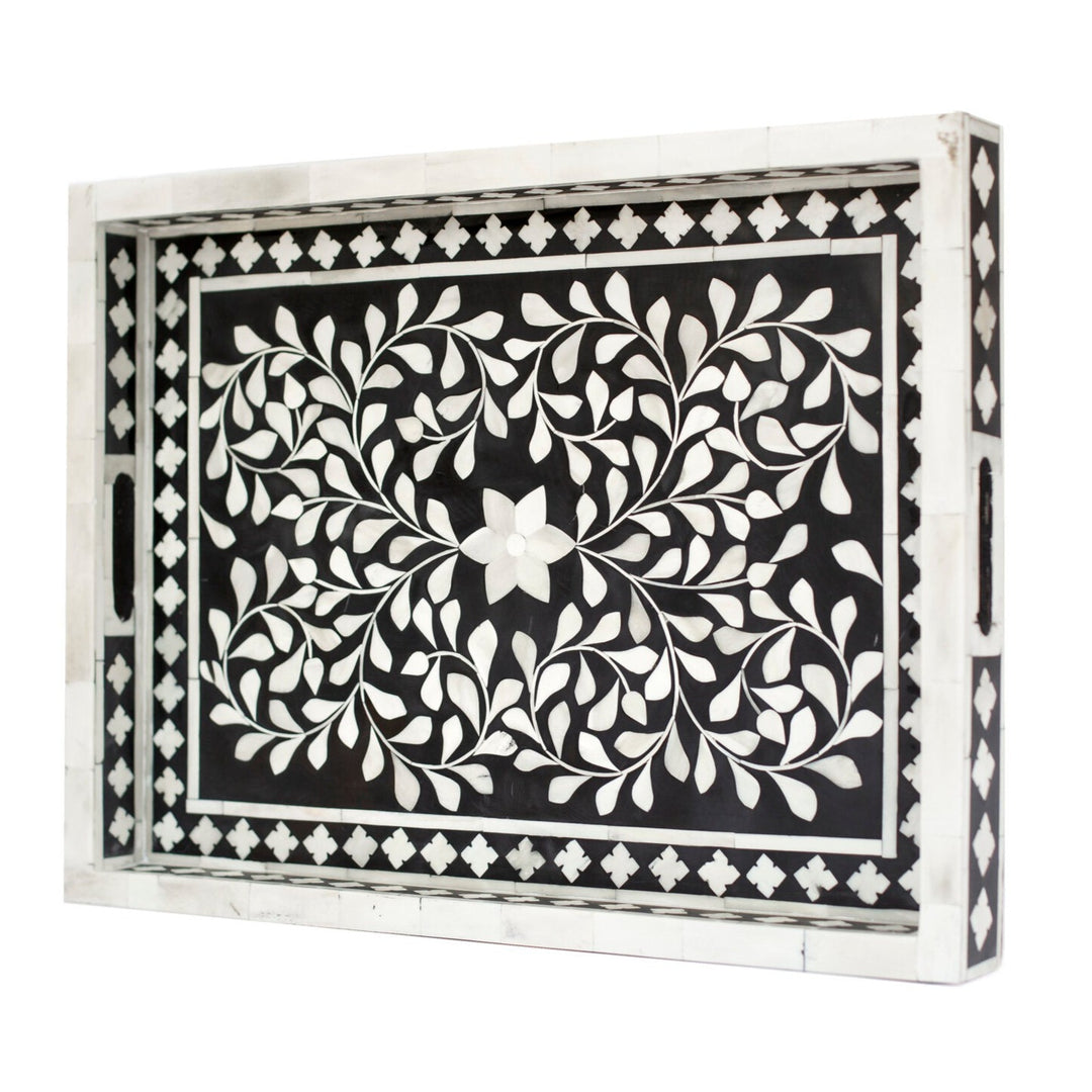 Black & White Moroccan Floral Tray