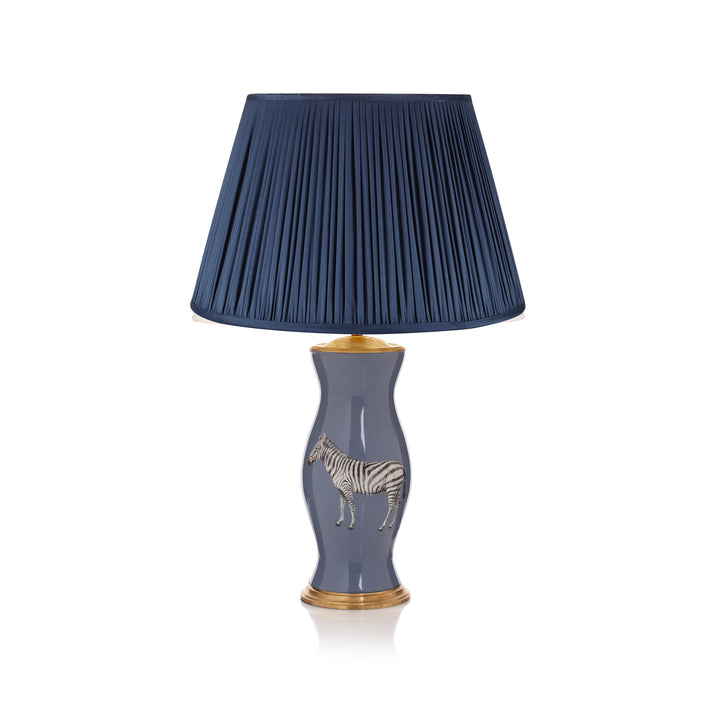 Charcoal Blue Pleated Silk Lampshade