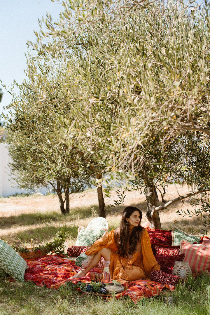 Rosita Grass x Michelle Orange & Emerald Double Sided Cushion