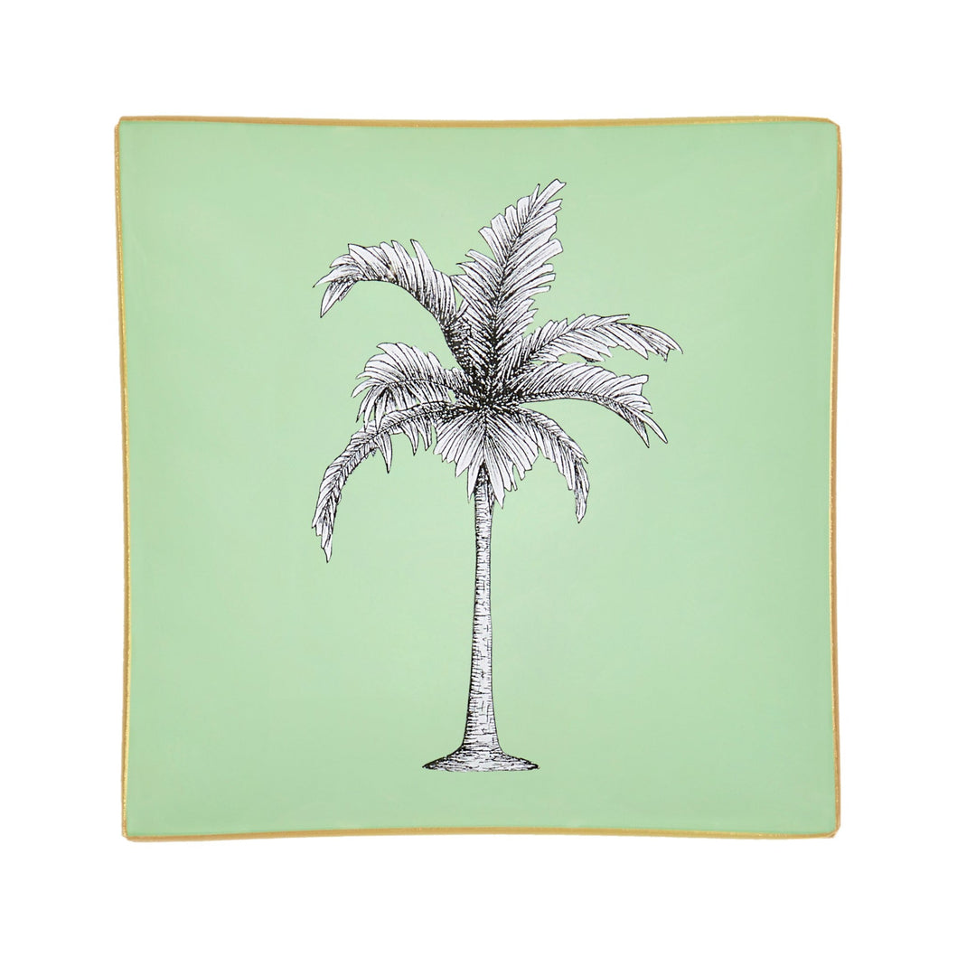Sage Green Palm Tree Glass Tray by Melissa LaFave - Decoralist