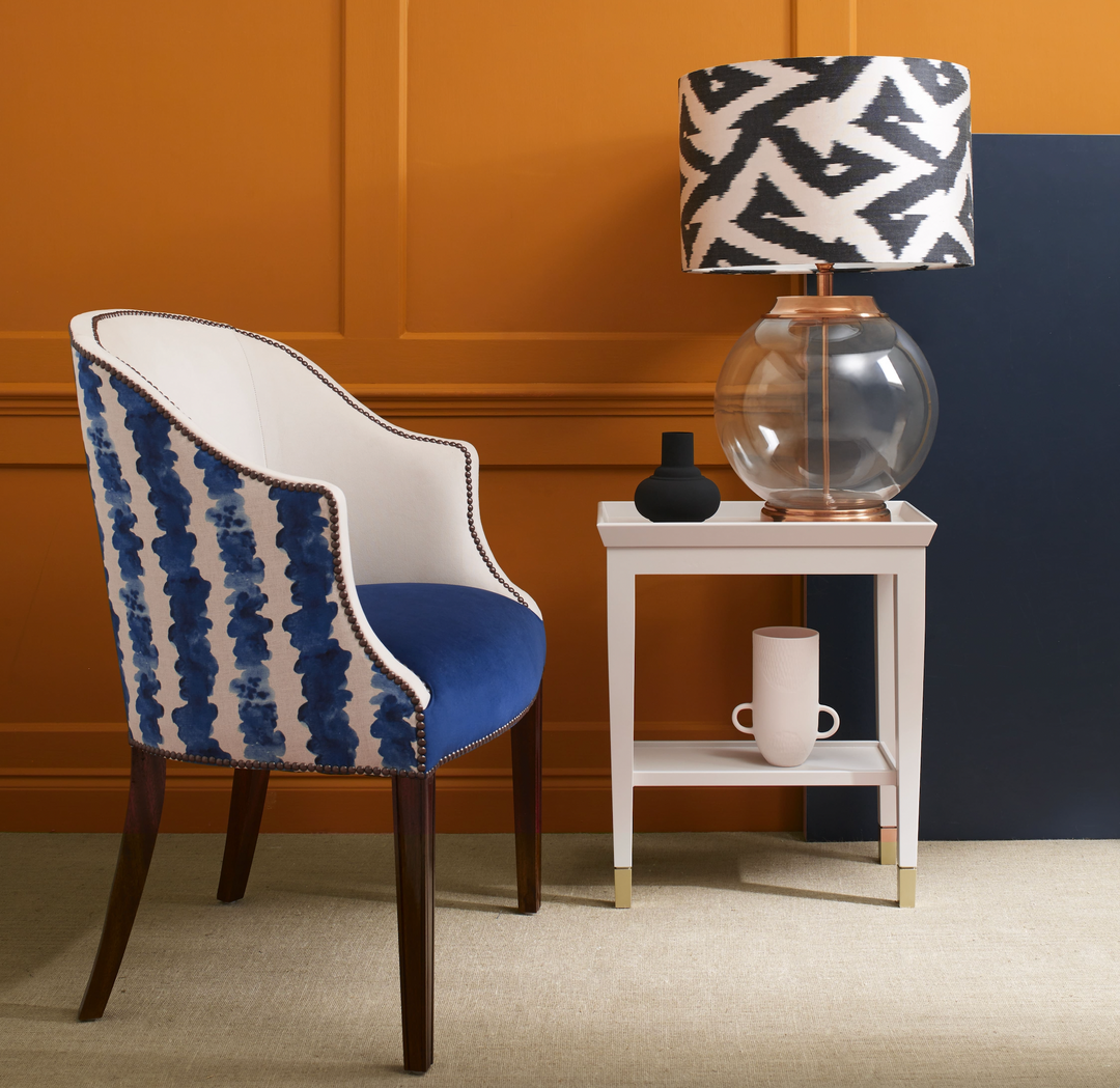 Phil Accent Chair in "Blue Waves" fabric by Bethie Tricks