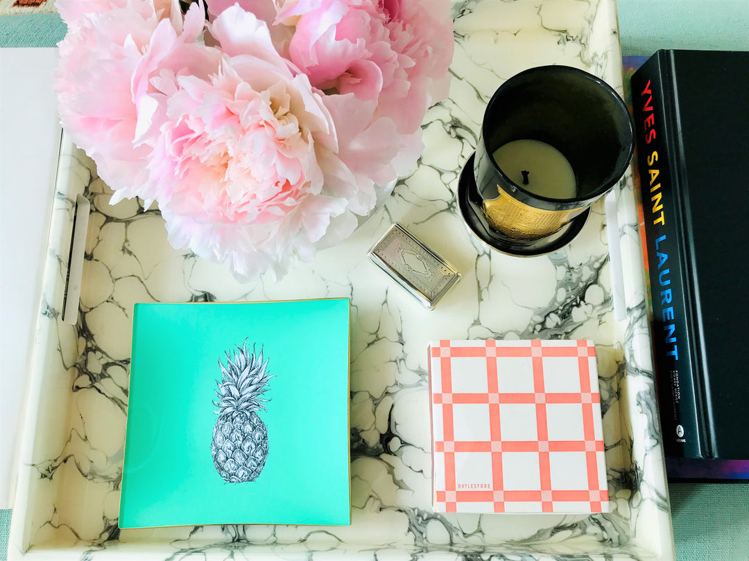 Mint Green Pineapple Glass Tray