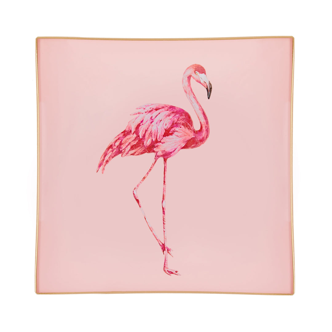 Blush Pink Flamingo Glass Tray