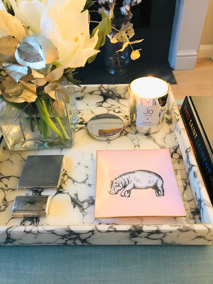 Blush Pink Hippo Glass Tray