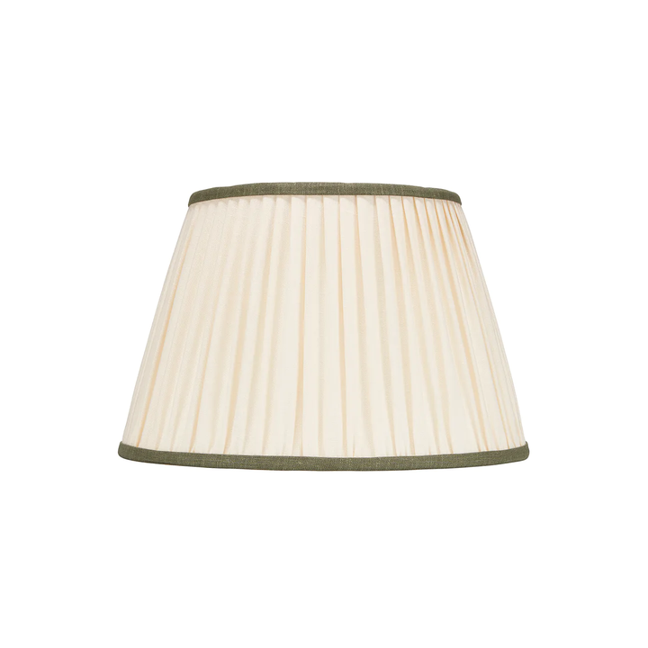 Pleated Ivory Lampshade - Green Trim
