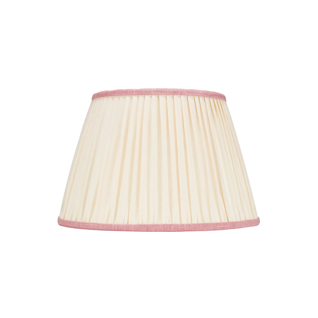 Pleated Ivory Lampshade - Pink Trim
