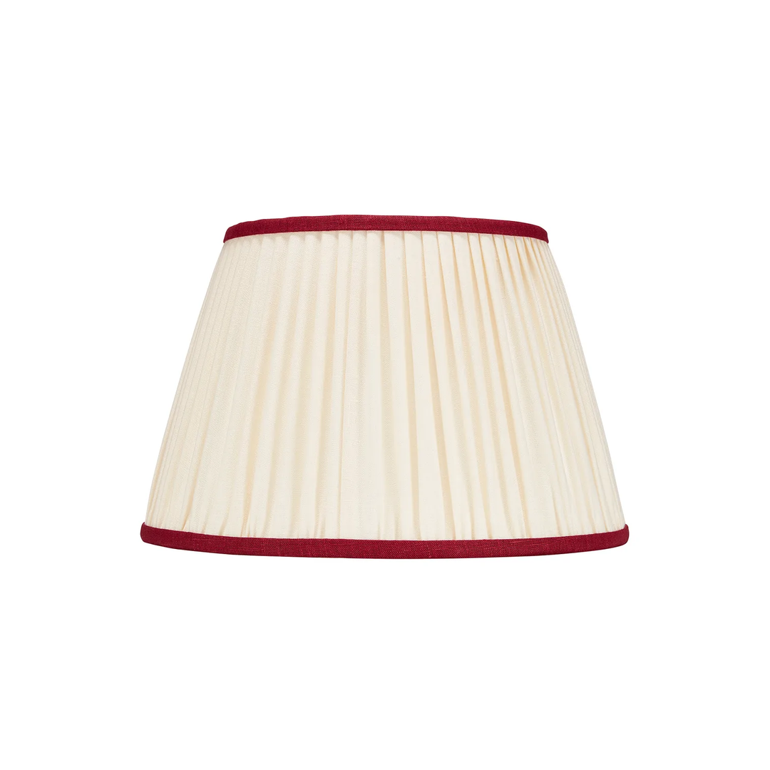 Pleated Ivory Lampshade - Red Trim