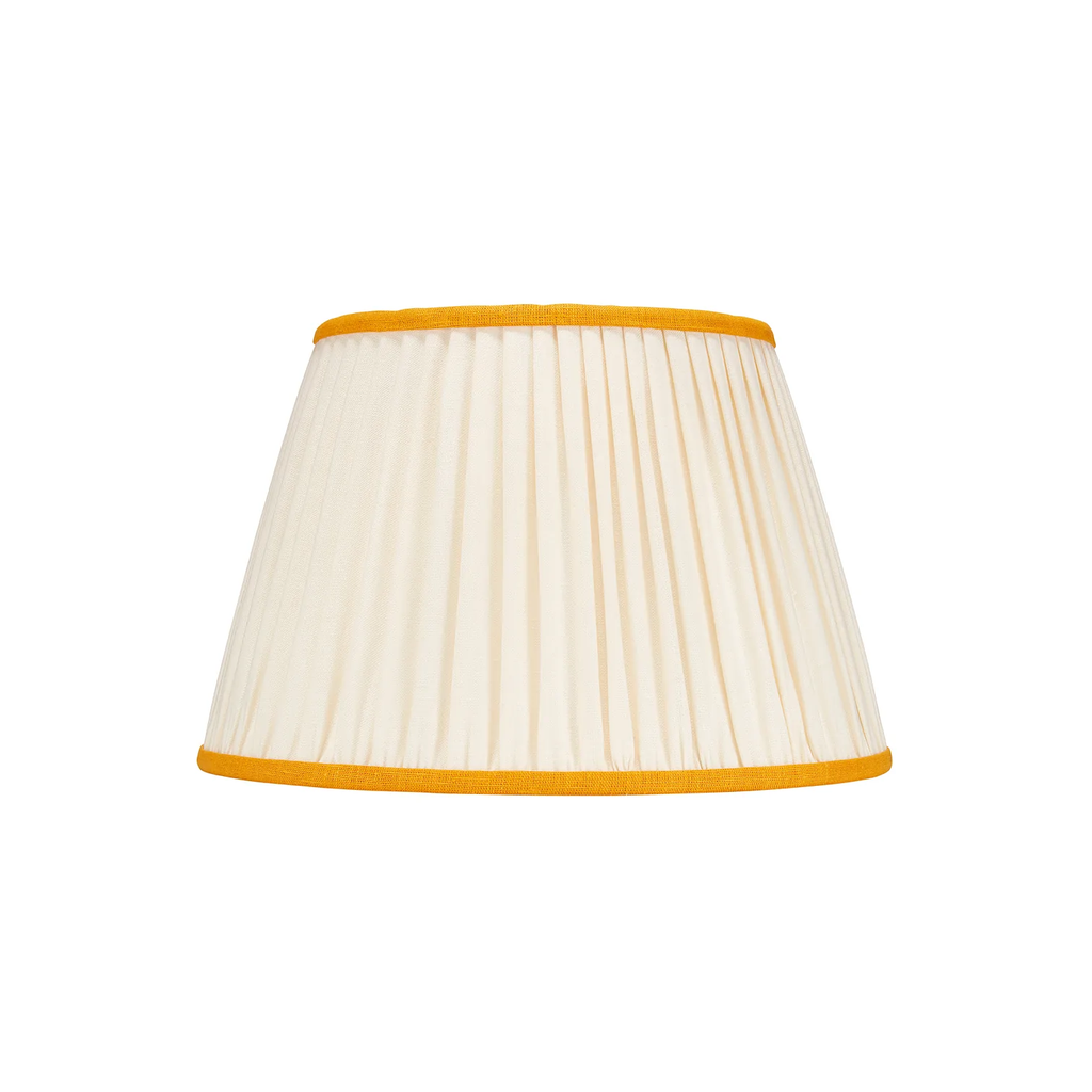 Pleated Ivory Lampshade - Yellow Trim