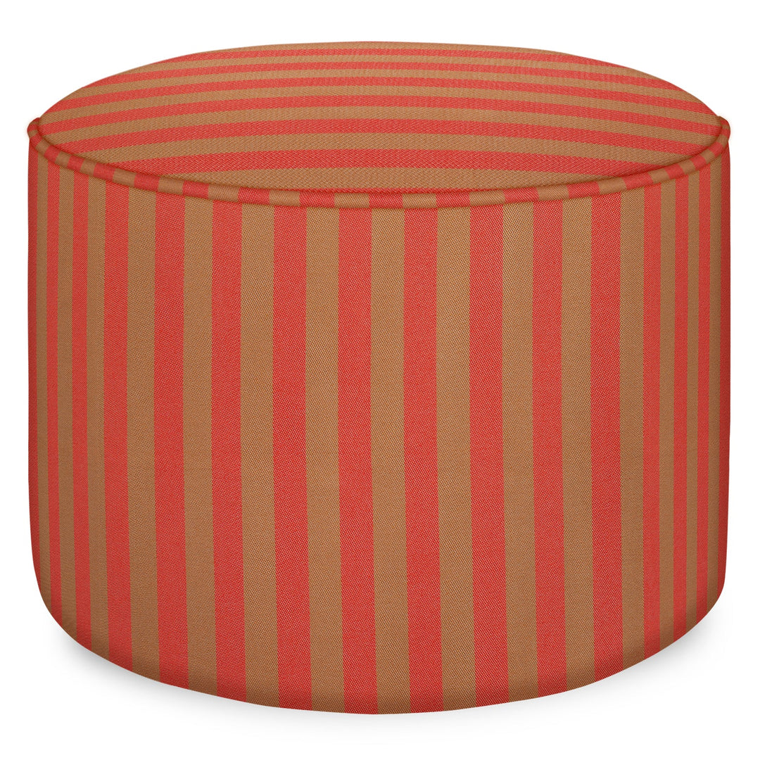 Jackie Striped Ottoman - Camel & Red