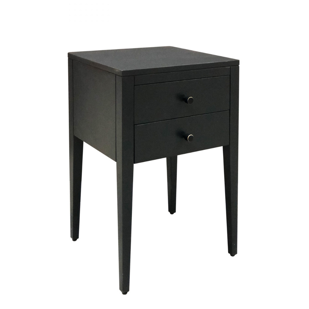Radford 2-Drawer Oak Bedside Table in Black Paint
