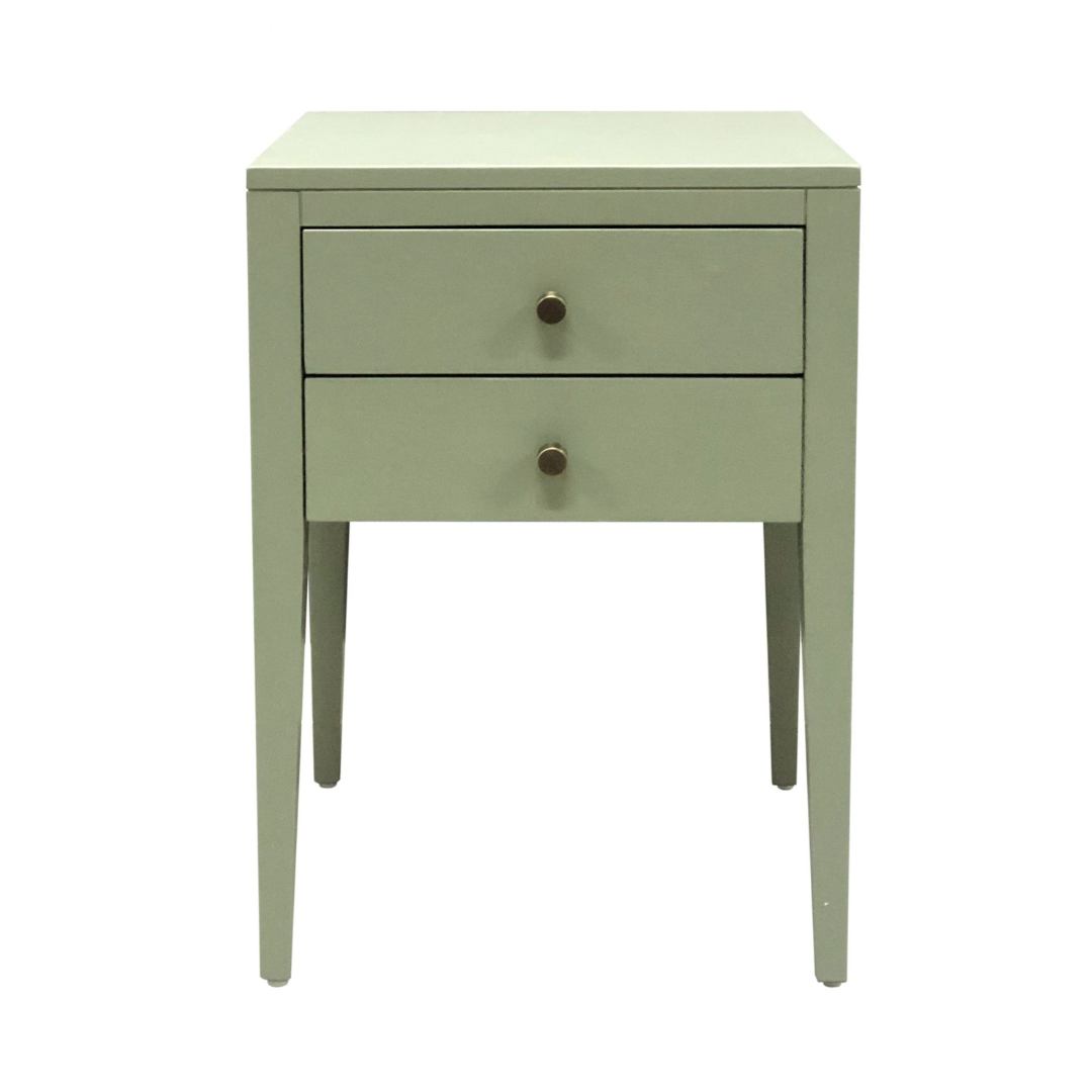 Radford 2-Drawer Oak Bedside Table in Lichen Green Paint
