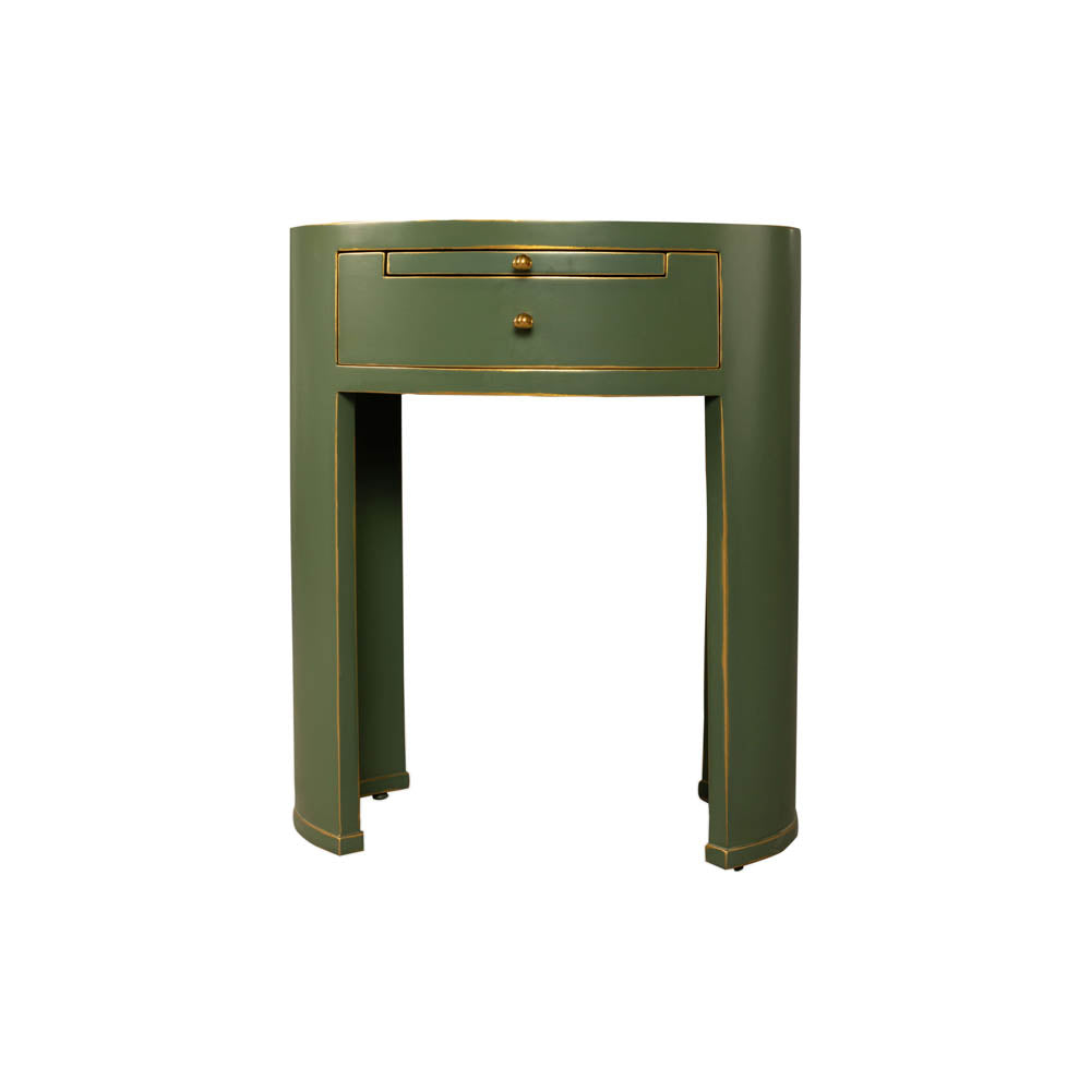 Rosa Bedside Table - Olive Green & Gold