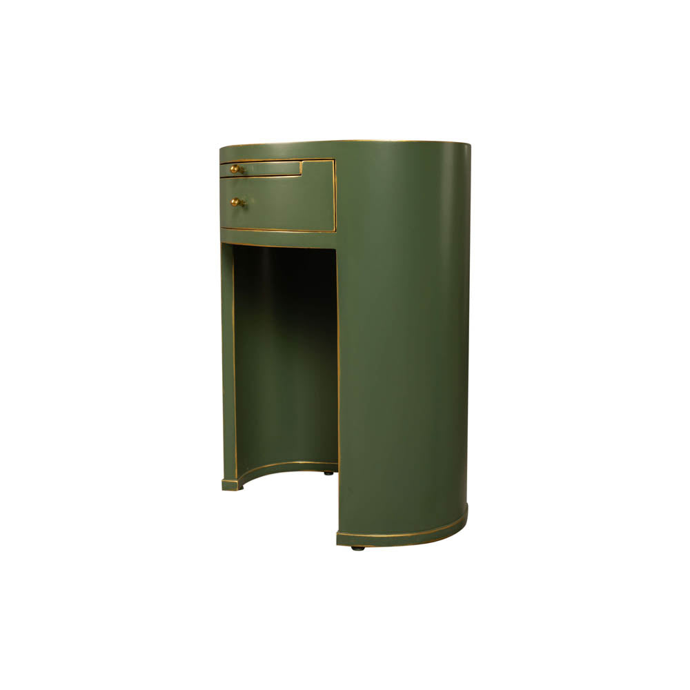 Rosa Bedside Table - Olive Green & Gold