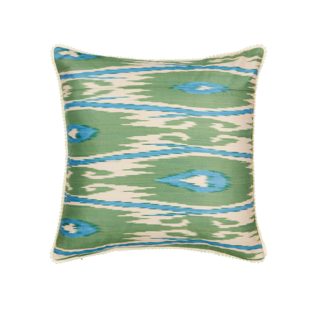 Green & Blue Ikat Cushion