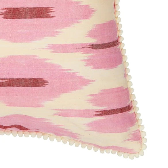 Pink & Cream Silk Ikat Cushion