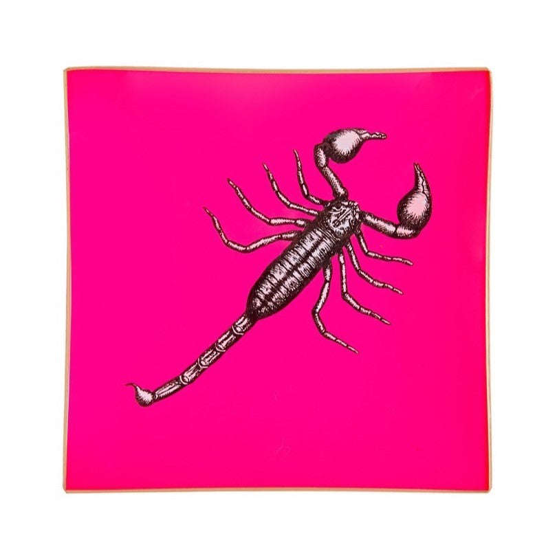Neon Pink Scorpion Glass Tray
