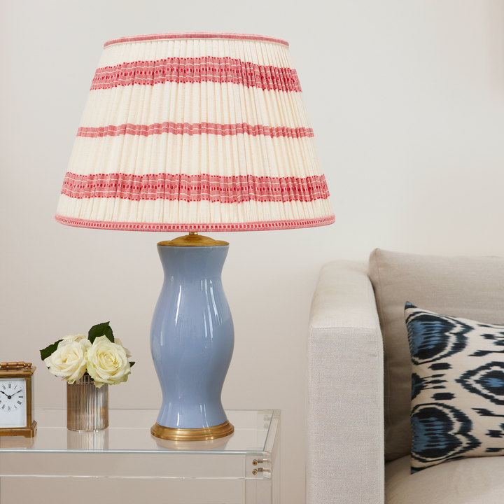 Embroidered Red Stripe Pleated Lampshade