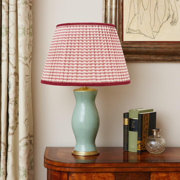 Red & White Striped Pleated Lampshade