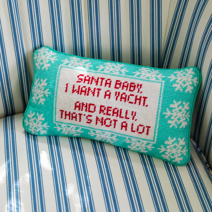 Santa I Want A Yacht Needlepoint Cushion