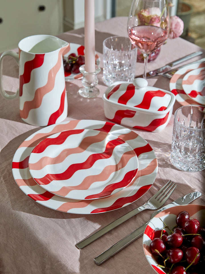 Pink & Red Scallop Side Plates - Pair