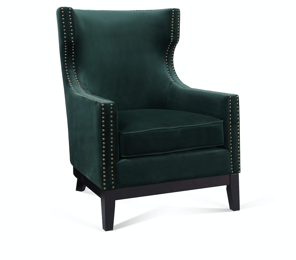 Wilton Emerald Green Velvet Wingback Armchair