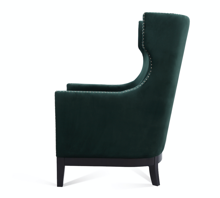 Wilton Emerald Green Velvet Wingback Armchair