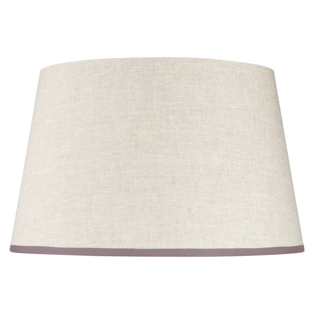 Stretched Linen Lampshade with Ribbed Grey Trim