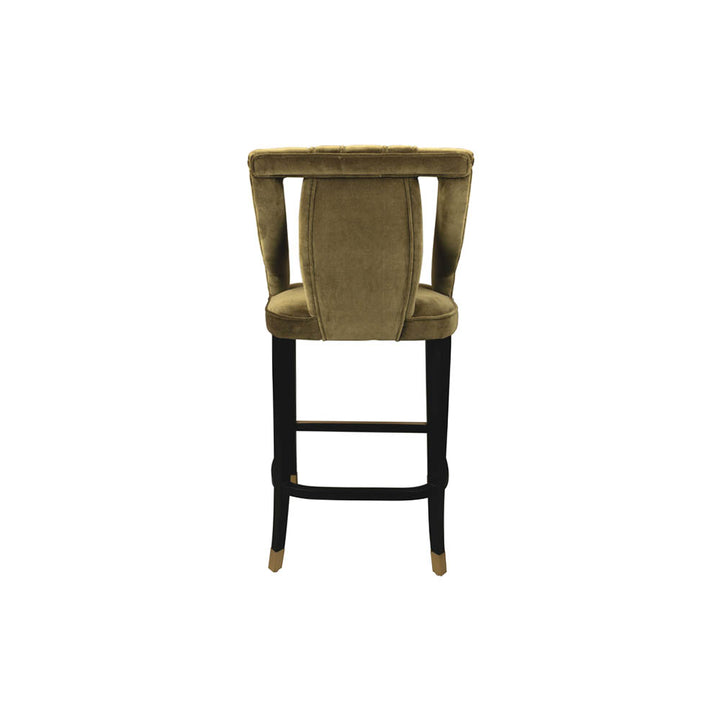 Shelley Velvet Bar Chair - Olive Green
