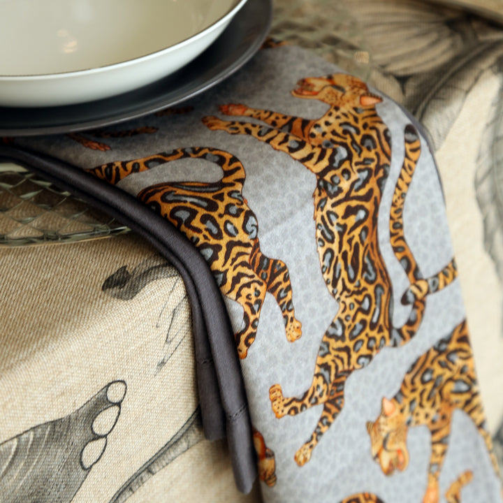 Silver Cheetah King Napkin | Ardmore Design