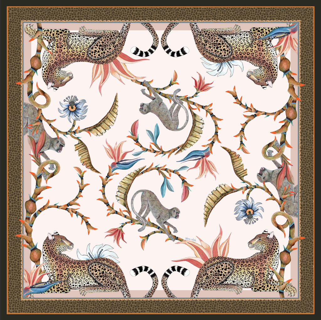Monkey Paradise Square Tablecloth in Sandstone | Ardmore Design