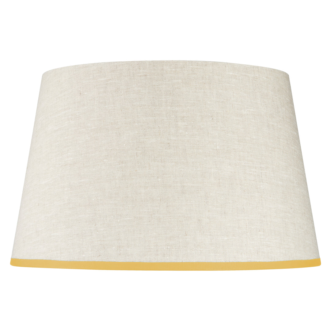Stretched Linen Lampshade with Ribbed Yellow Trim