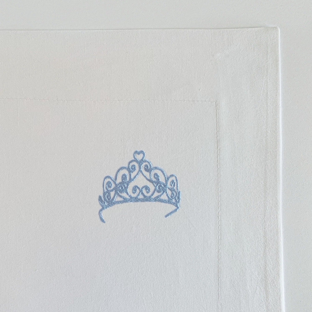 Tiggy Pale Blue Embroidered Tiara Cotton Bed Linen