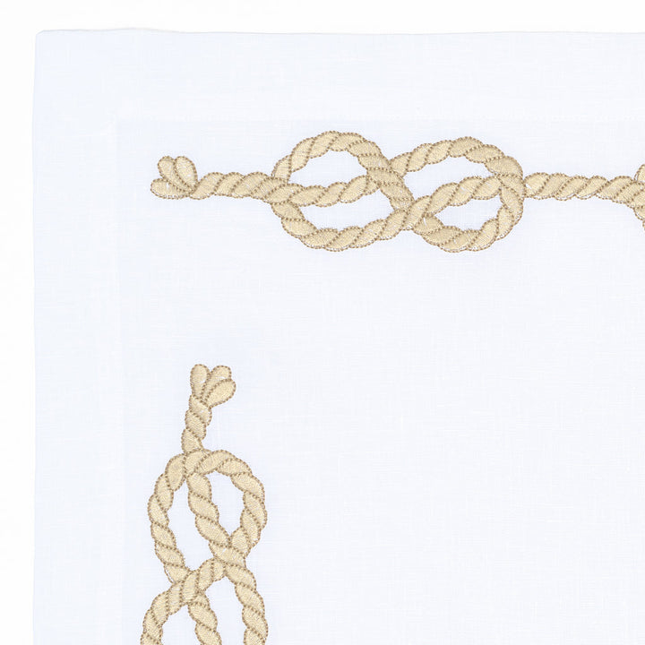 Gold Boat Knots Embroidered Linen Placemat & Napkin Set