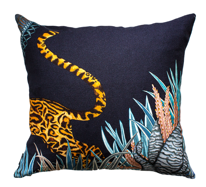 Cheetah Kings Forest Cotton Cushion Cover - Tanzanite