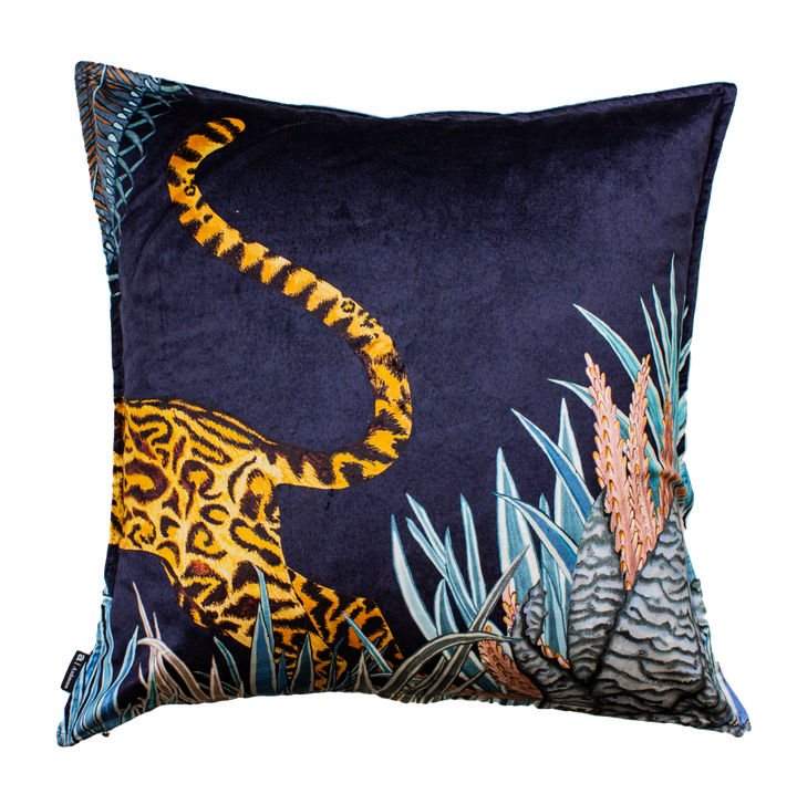 Cheetah Kings Velvet Cushion Cover - Forest Tanzanite