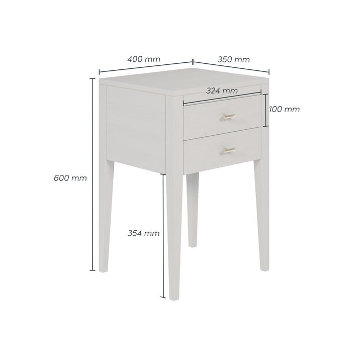 Radford 2-Drawer Grey Oak Bedside Table
