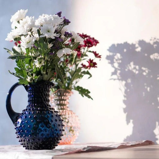 Royal Blue Hobnail Glass Jug