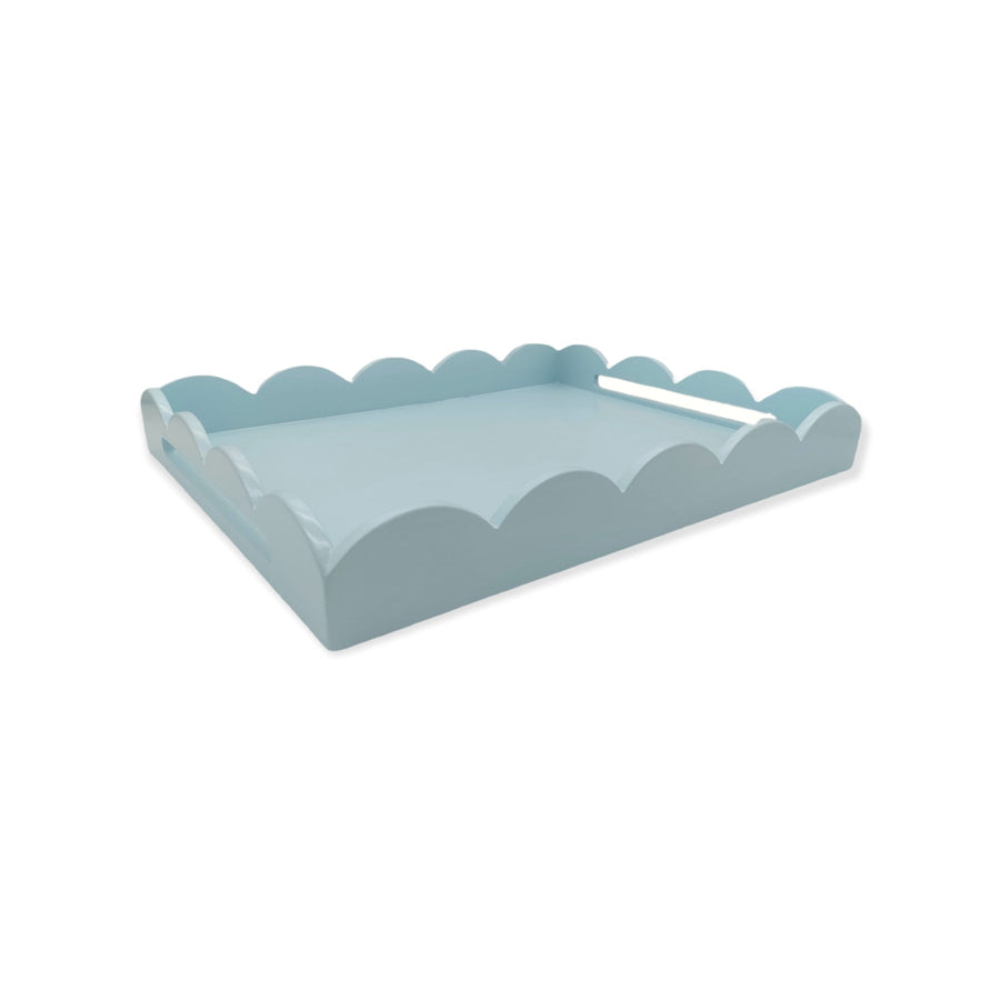 Powder Blue Lacquered Scalloped Tray