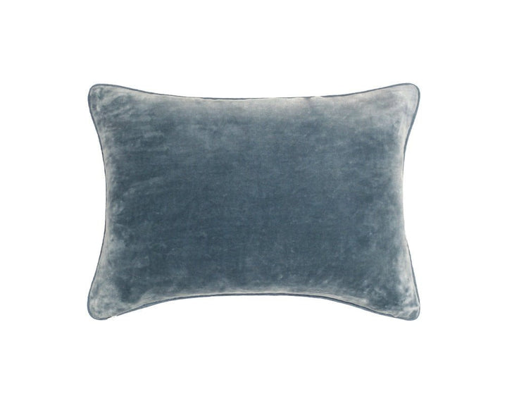 Tara Embroidered Velvet Cushion - Chambray Blue