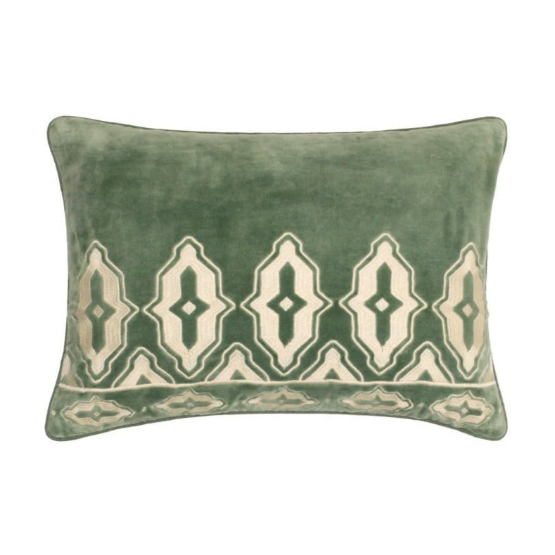Tara Forest Green Embroidered Velvet Cushion