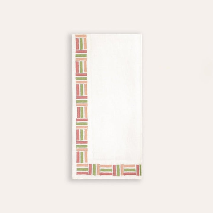 Piastrelle Embroidered Napkin - Green & Pink
