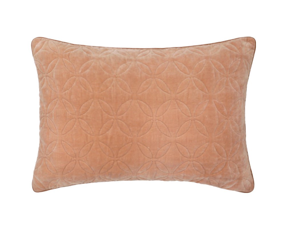 Embroidered Velvet Trellis Rectangular Cushion - Pink