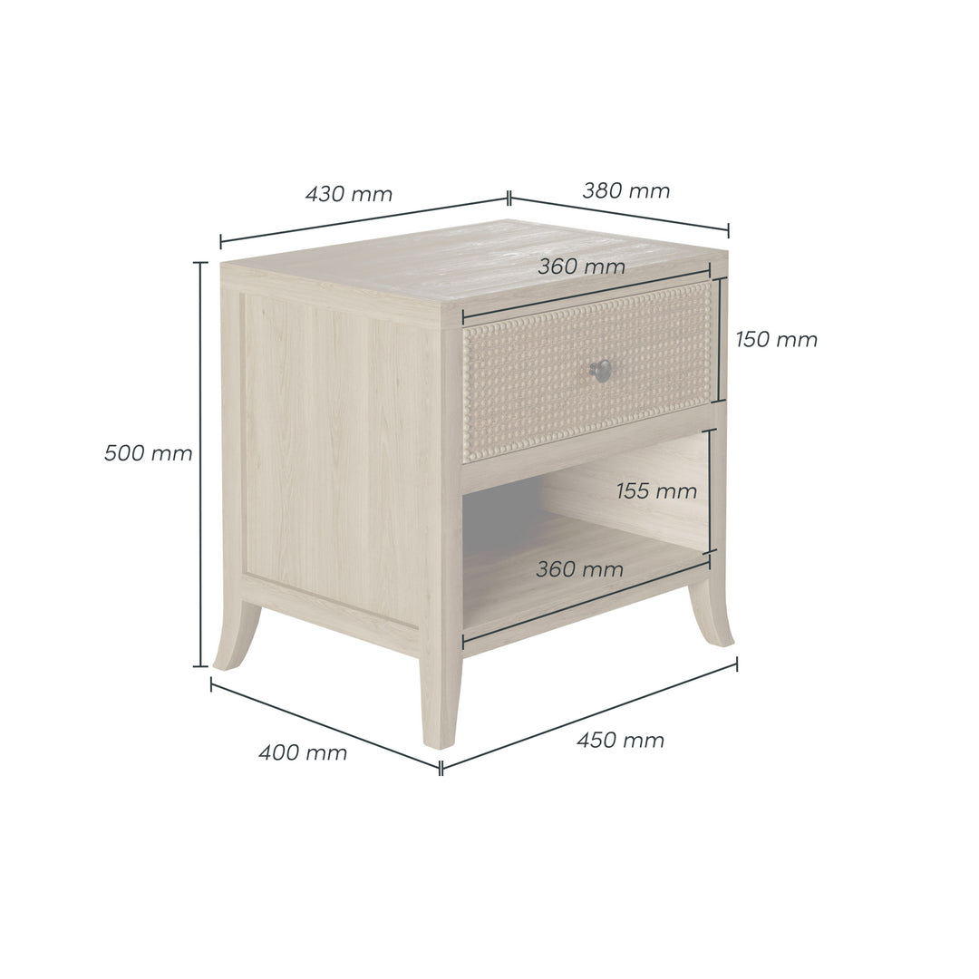Witley 1-Drawer Rattan Bedside Table