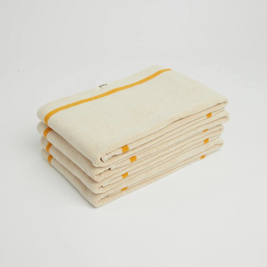 The Classic Ecru & Yellow Organic Cotton Towel