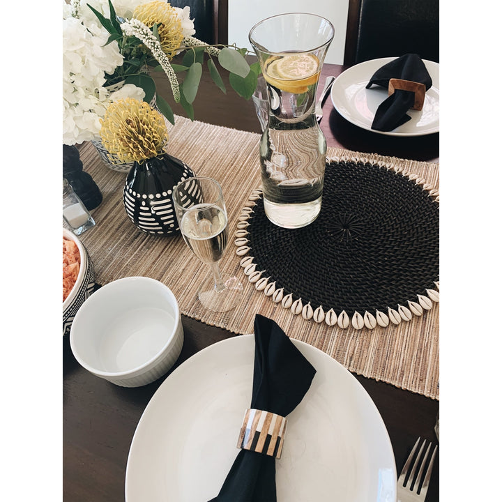 Black Rattan & Cowrie Shell Placemats - Set of 4