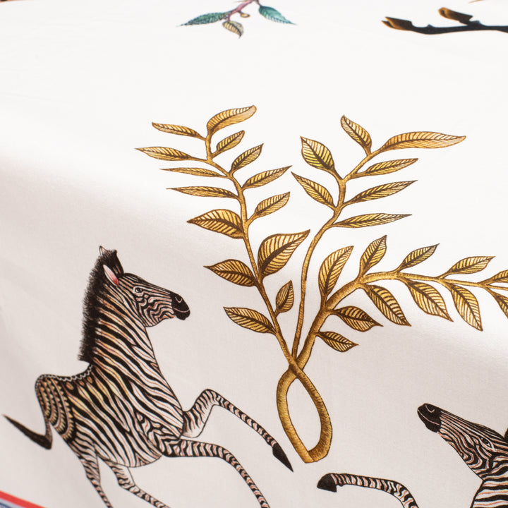 Leopard Lily Square Tablecloth in Frost | Ardmore Design