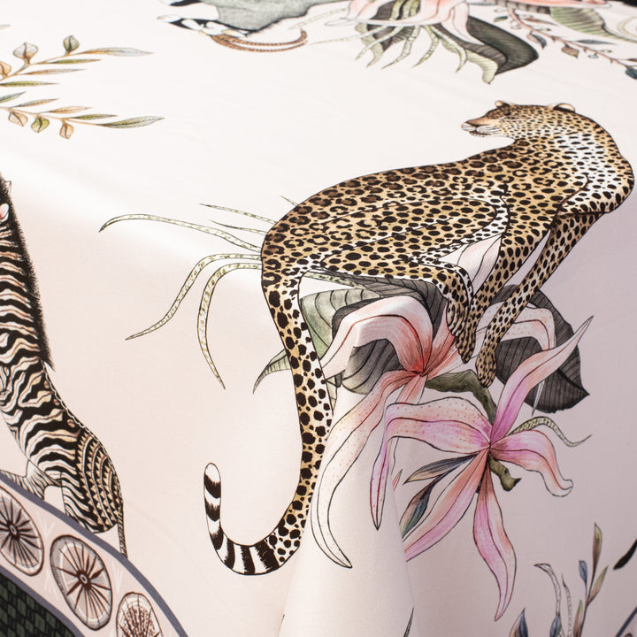 Leopard Lily Square Tablecloth in Safari | Ardmore Design