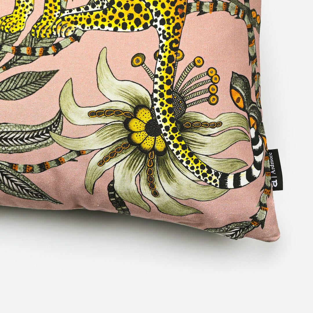 Lovebird Leopards Cotton Cushion Cover in Magnolia | Ardmore Design