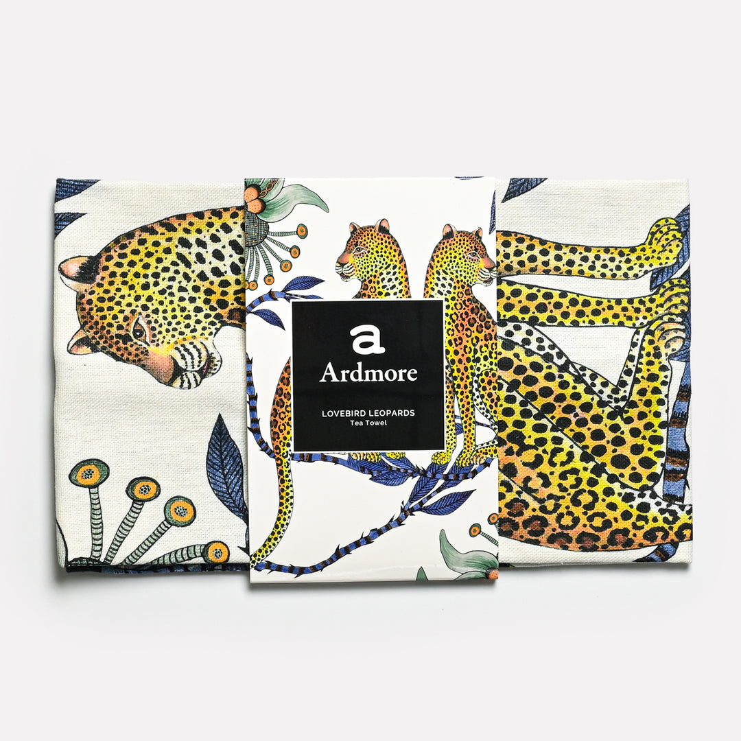 Lovebird Leopards Tea Towel - Tanzanite